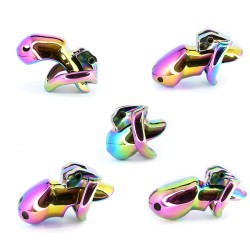 rainbow male metal chastity cage htv3